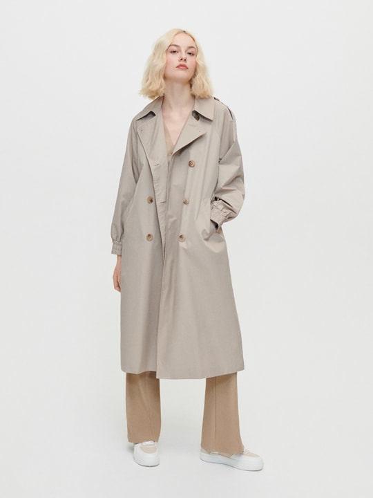 Płaszcz damski / trencz długi oversize beżowy - Blog House