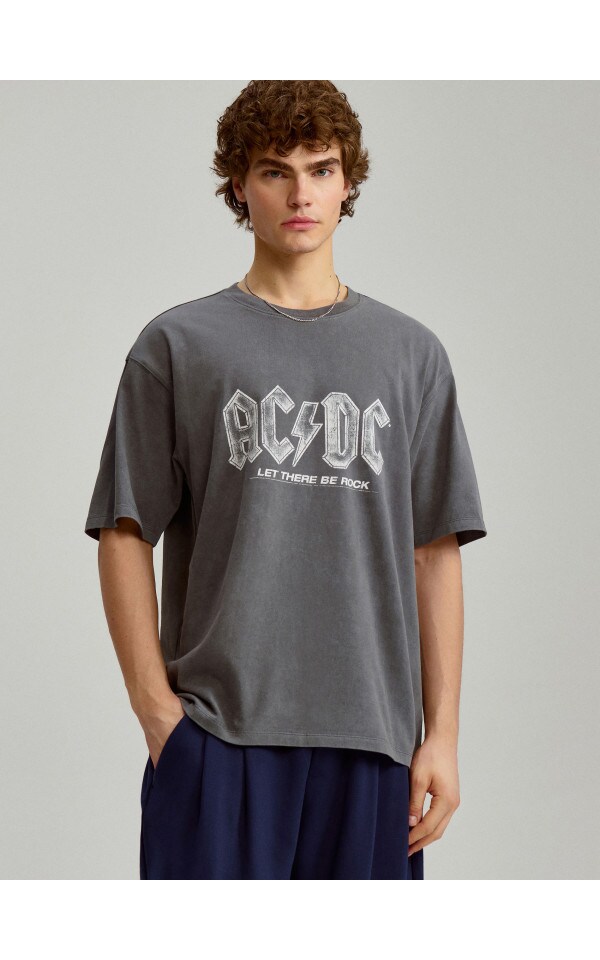 Trükisega T-särk AC/DC Värv tumehall - HOUSE - 373EM-90X