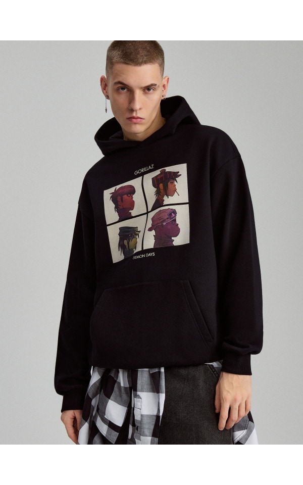 Felpa Con Cappuccio Gorillaz Logo – Uomo – Nero – Taglia M – 80% Cotone 20% Poliestere