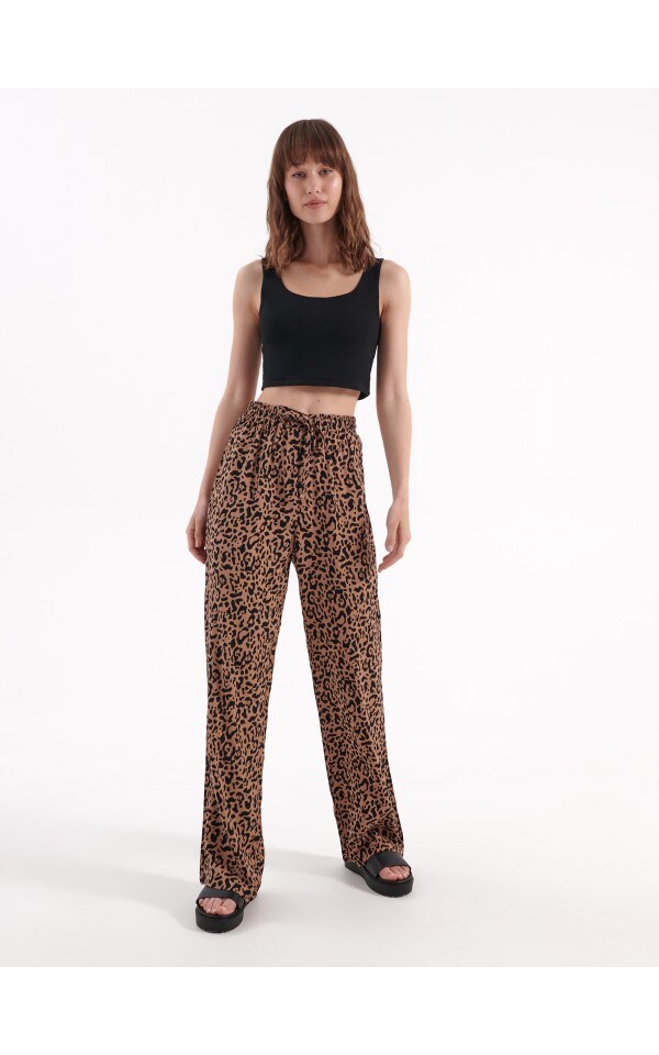 Pantaloni a gamba larga in seta stretch