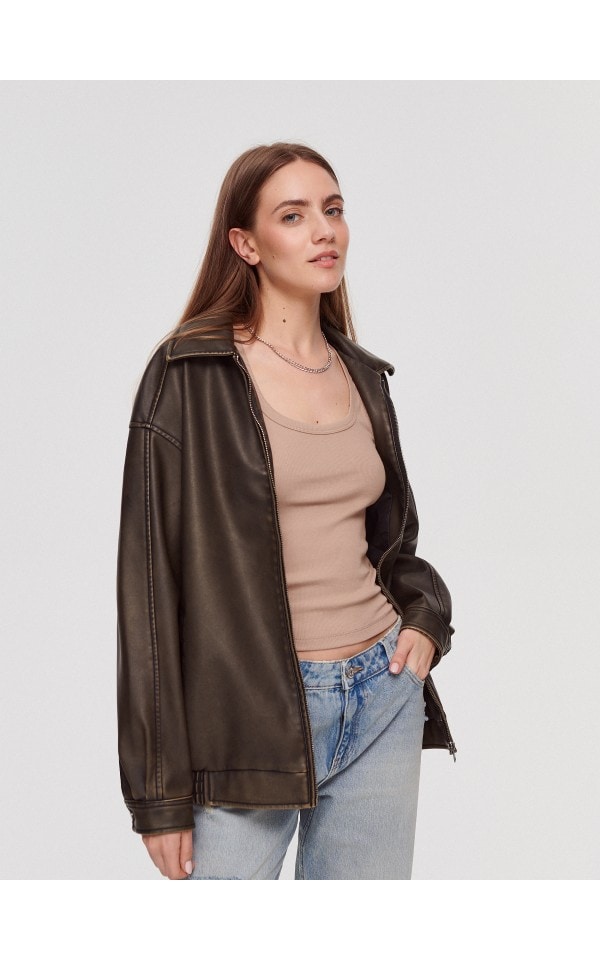 Giacca In Finta Pelle ONLY Onlsaramy | Donna, Chiusura Zip, Fodera In Poliestere, Stile Casual - Foto 5