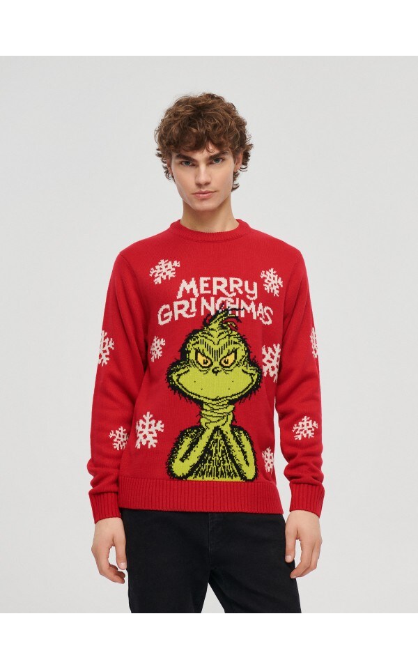 Maglione jacquard Grinch Colore rosso HOUSE 6466Y 33X