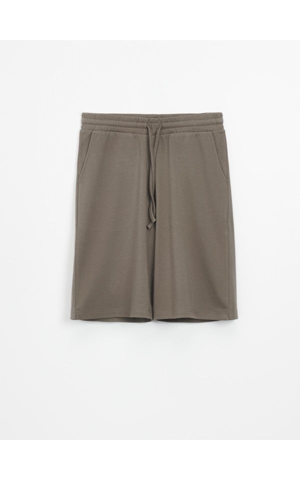 Pantaloncini Scolastici Pull-Up Per Ragazzi - Vita Elastica, Colori Grigio E Nero, Taglio Al Ginocchio