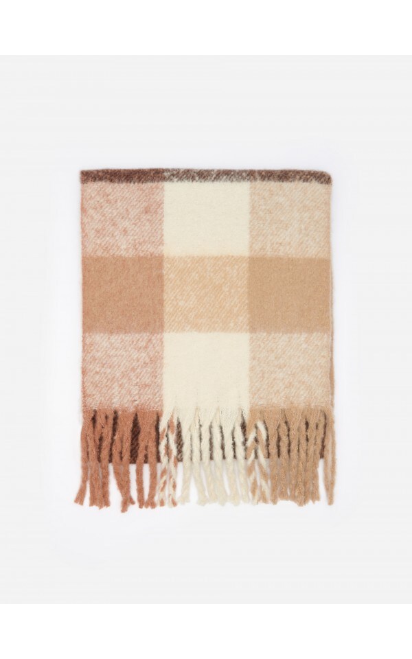 SUNDAYROSE Sciarpa Quadri Donna Tartan – Morbidissima Effetto Cashmere, Maxi Formato 140x140 Cm, Calda E Accogliente Per Inverno E Primavera (Cammello)