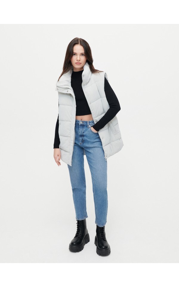 Gilet Nero Donna con zip trapuntato su Progetto Seta