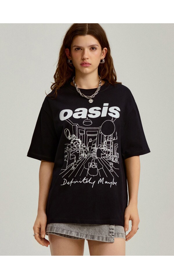Yuuuuu。　OASIS Marškinėliai su atspaudu Oasis Spalva juoda - HOUSE - 807ER-99X
