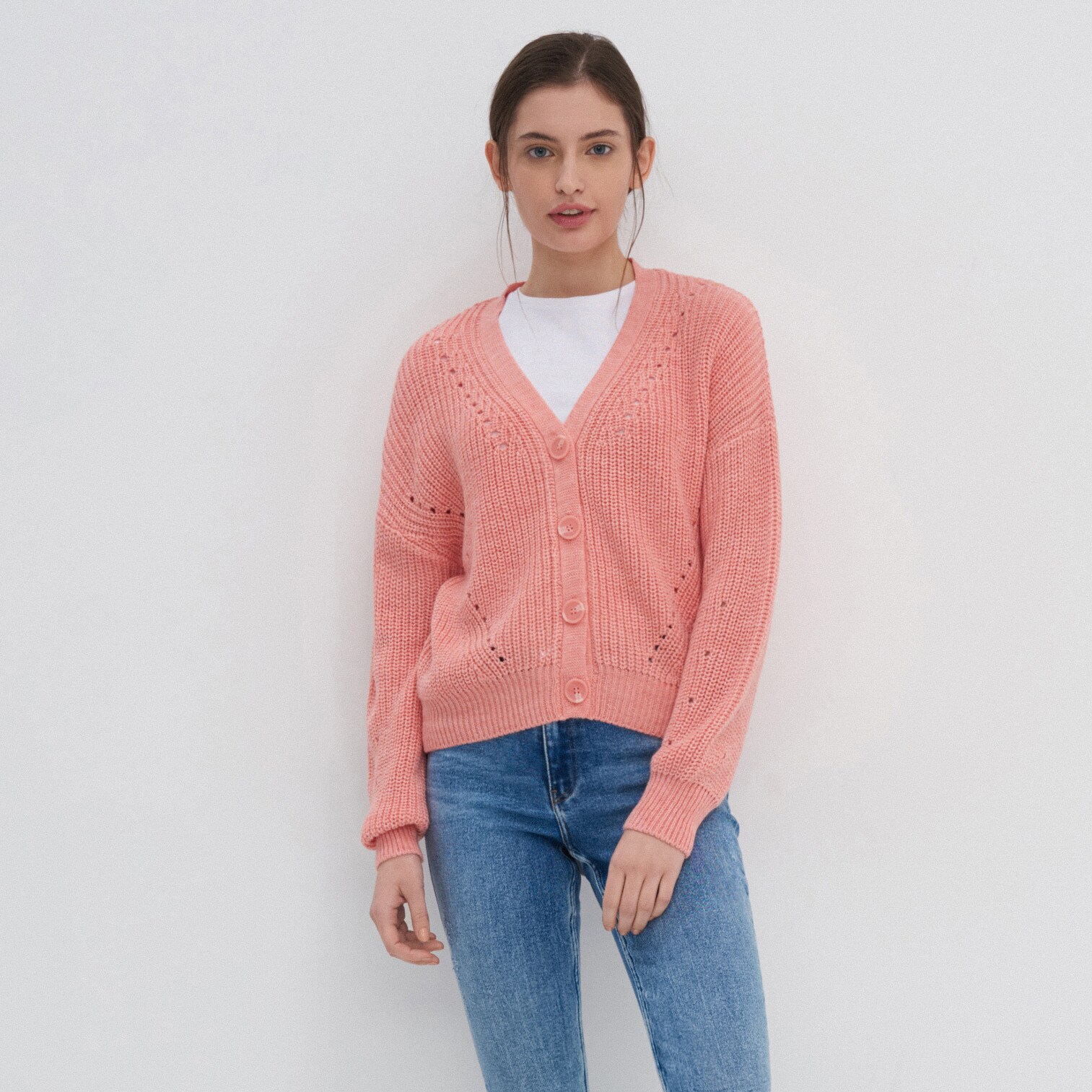 Kardigán z rebrovaného úpletu