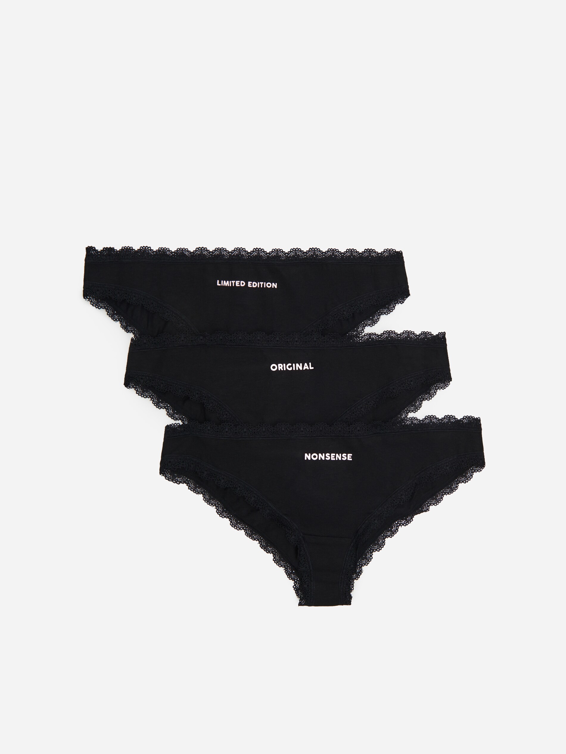 Súprava 3 bavlnených hipsterských nohavičiek s čipkovaným lemom