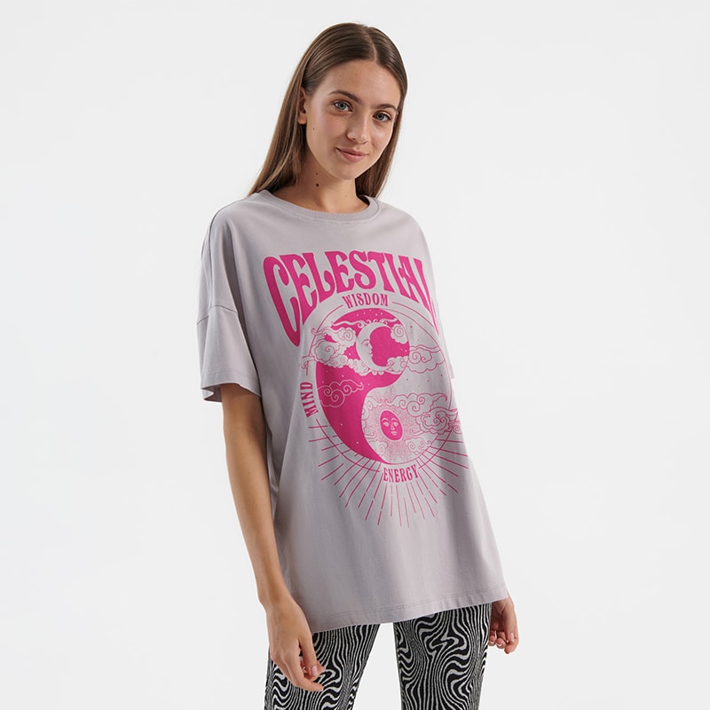 House - tricou oversized celestial - gri deschis