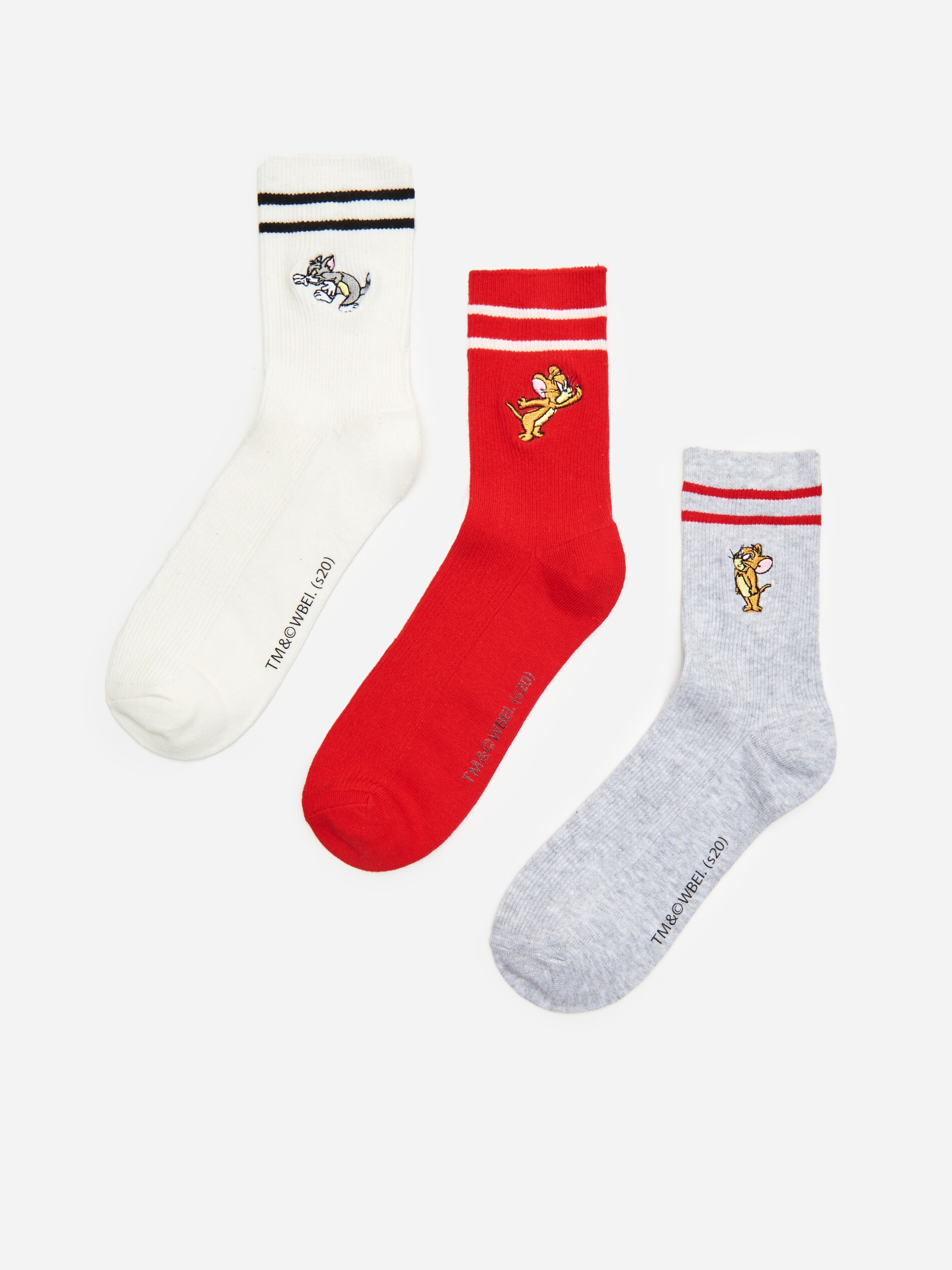 3 páry ponožiek s výšivkou Tom a Jery