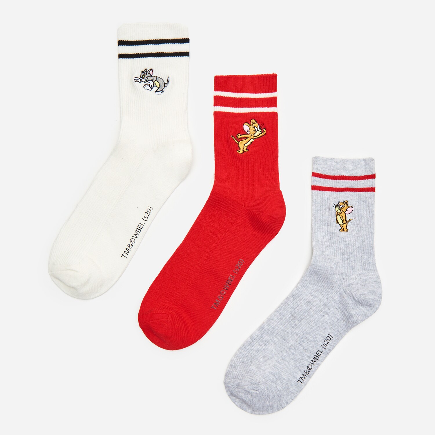 3 páry ponožiek s výšivkou Tom a Jery