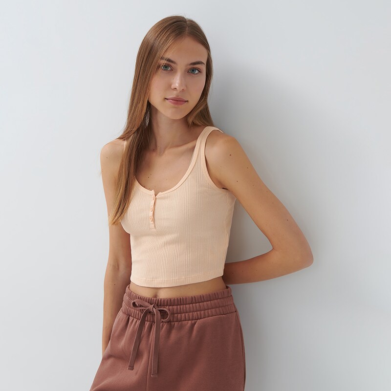 House - top din tricot reiat basic - oranj