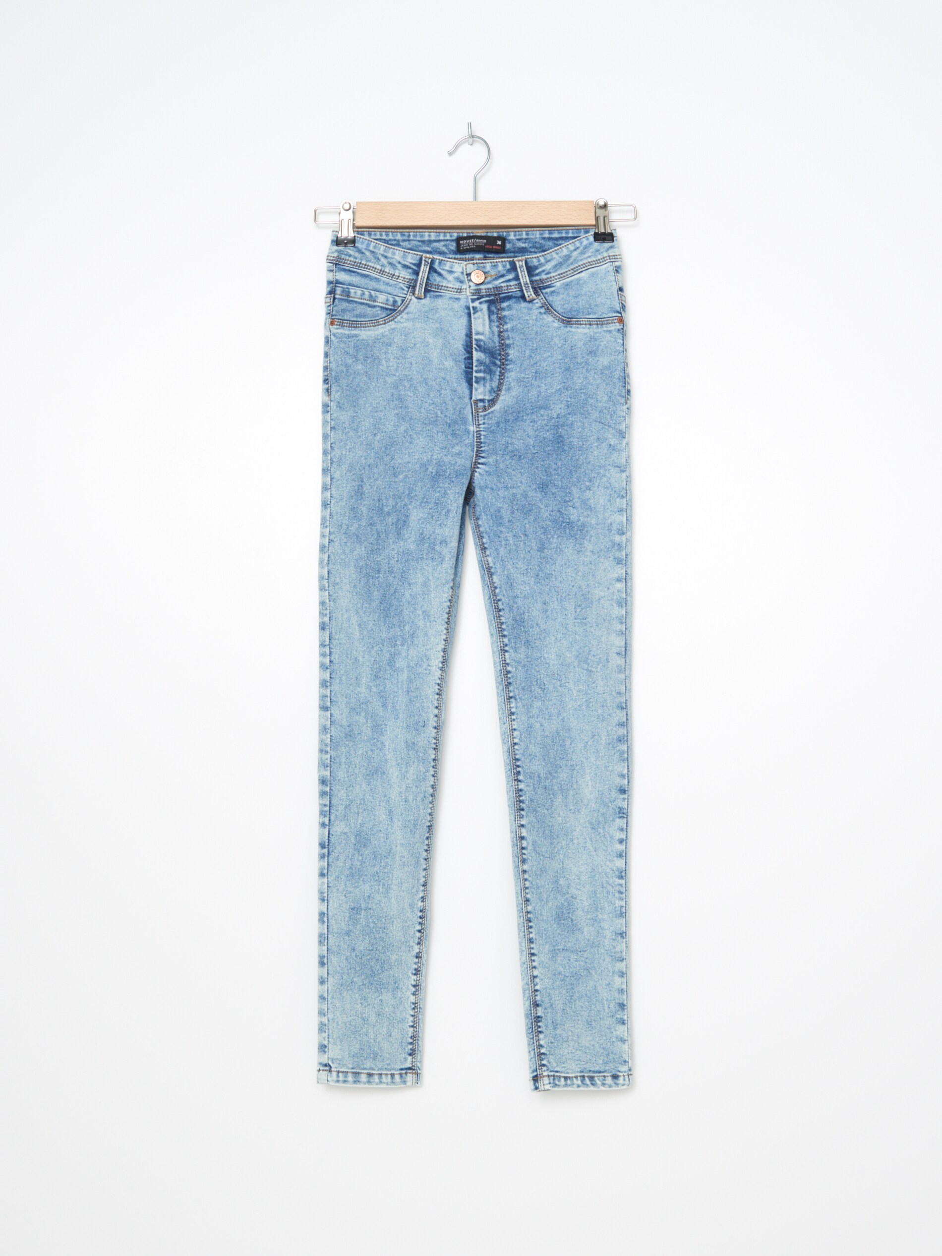 Džínsy skinny fit s vysokým pásom