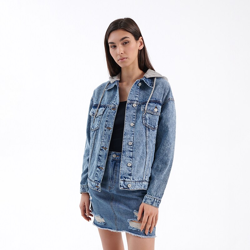 House - geacă din denim, cu glugă - albastru