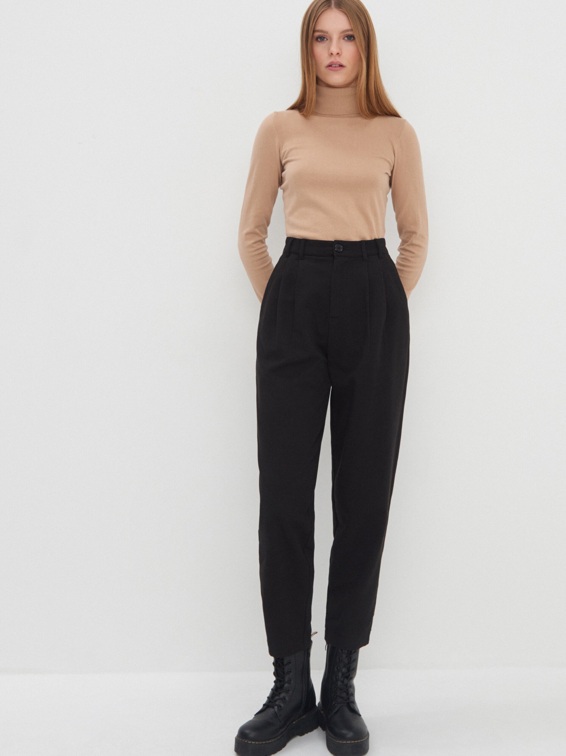 Hladké nohavice s vysokým pásom