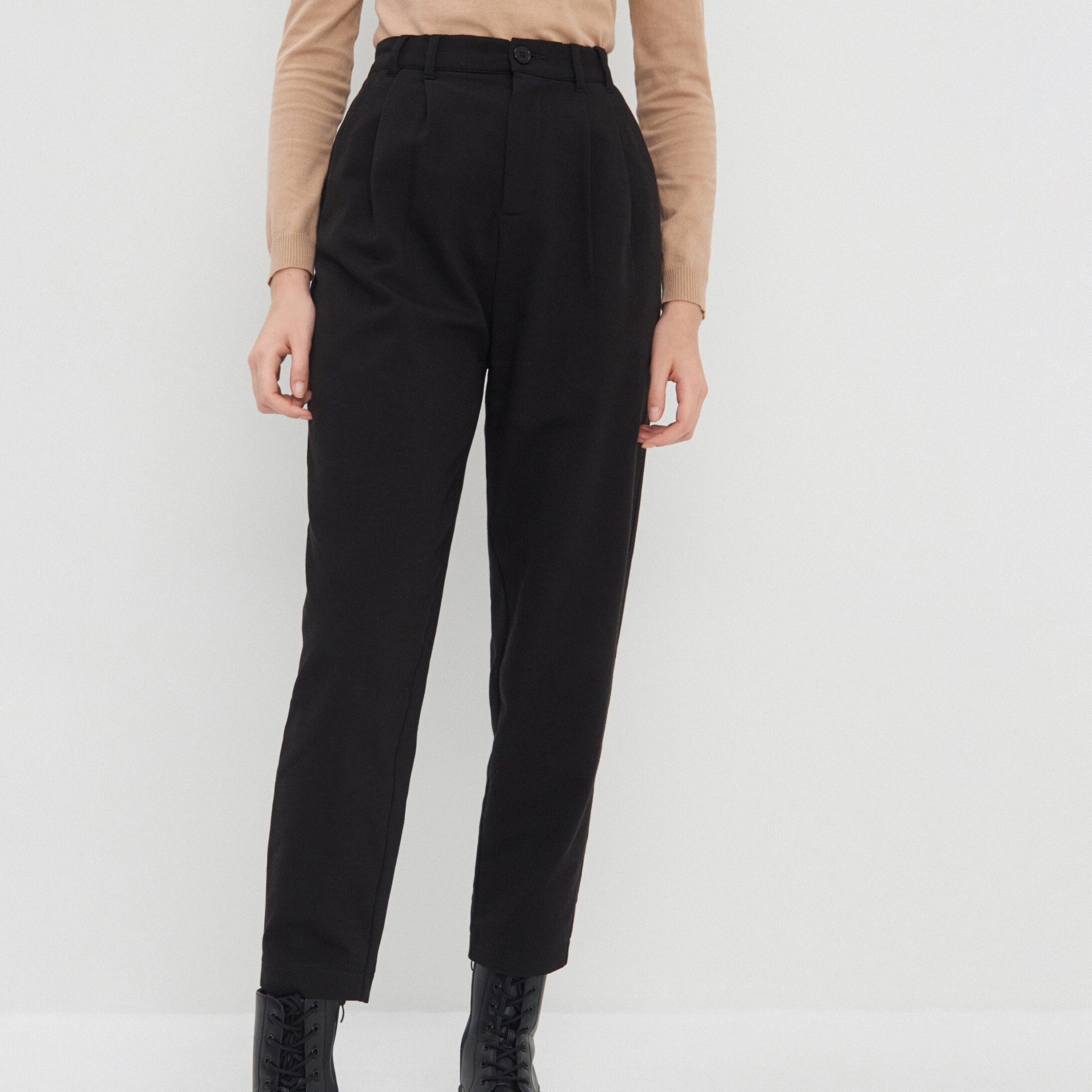 Hladké nohavice s vysokým pásom