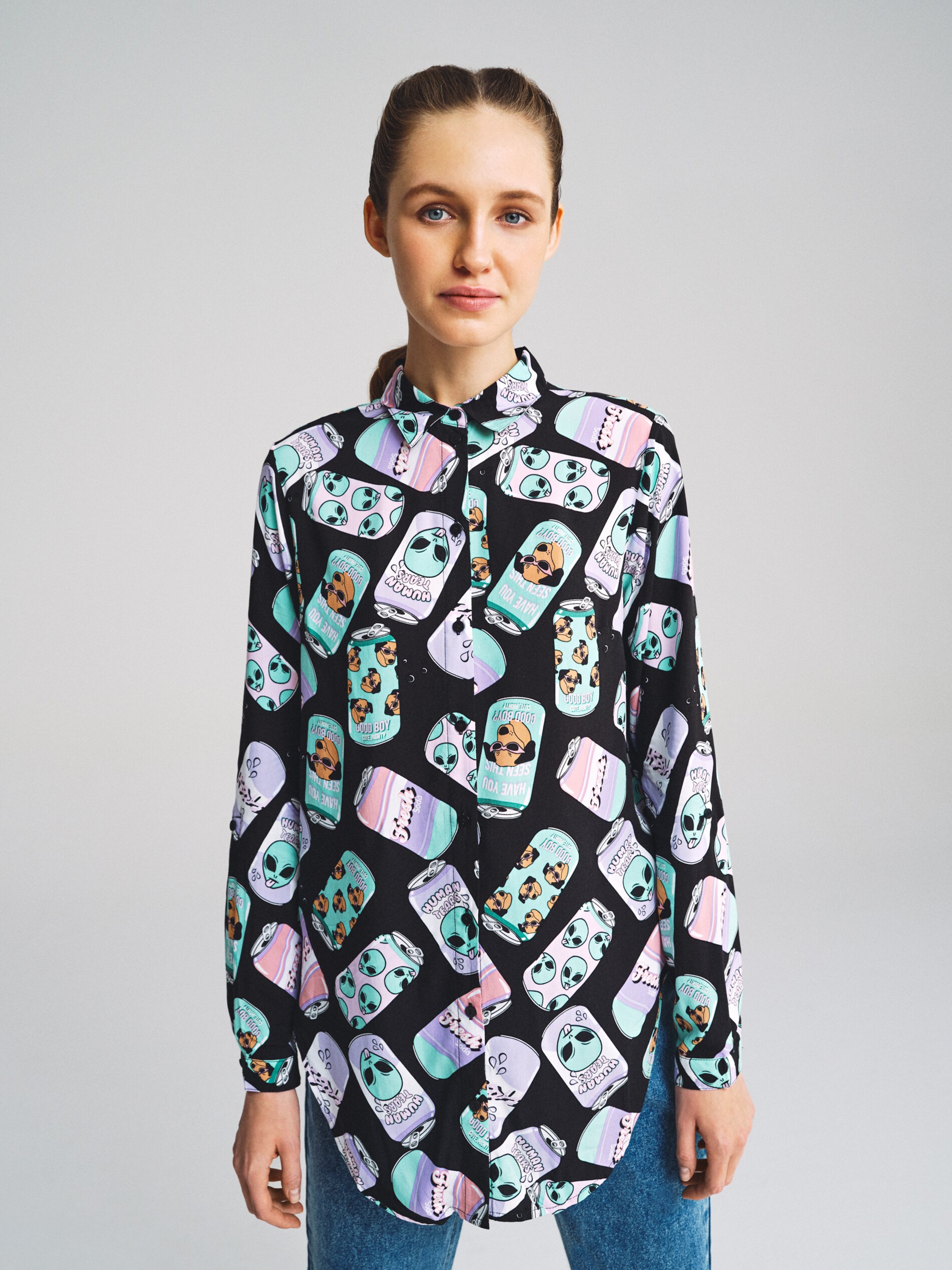 Viskózová košeľa s potlačou