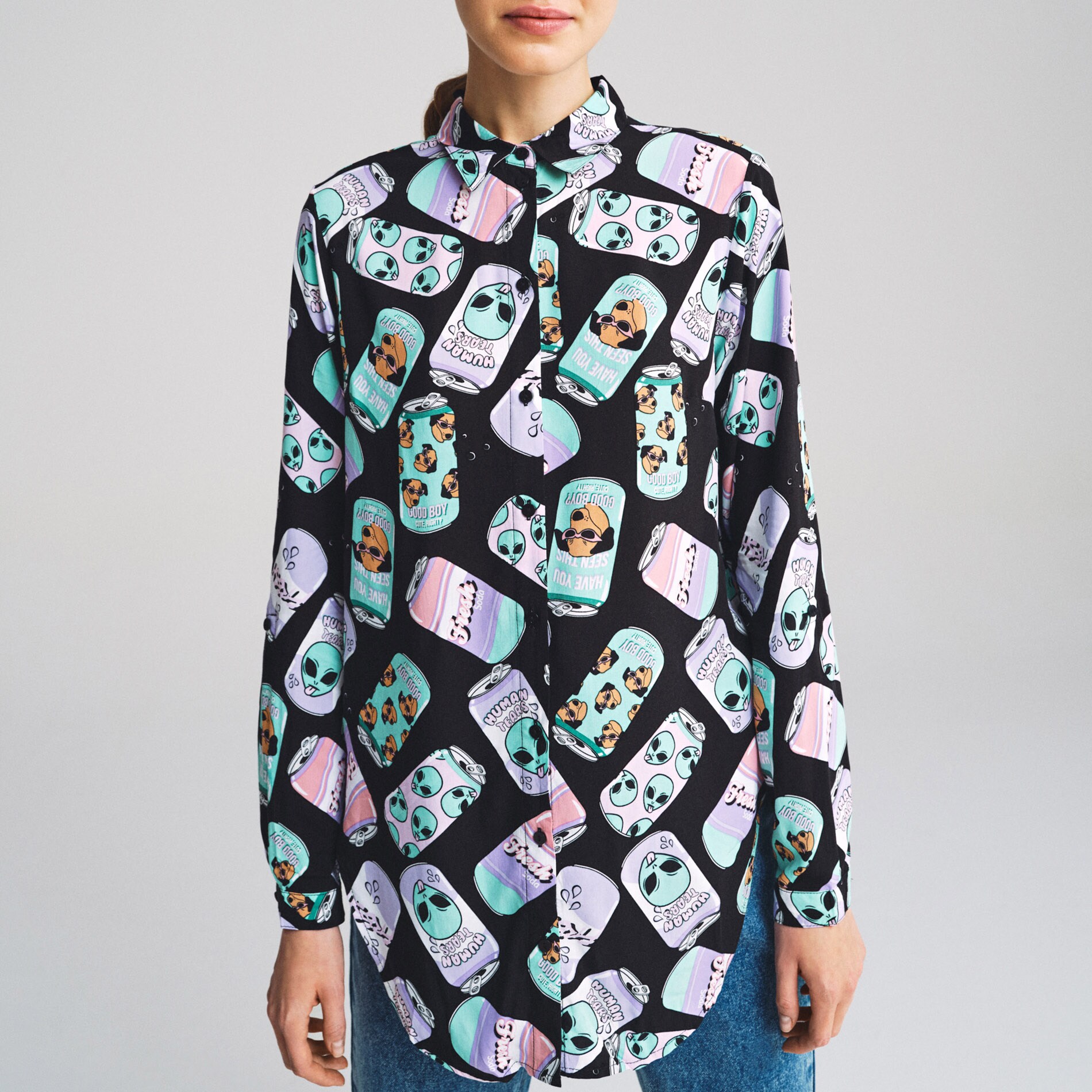 Viskózová košeľa s potlačou