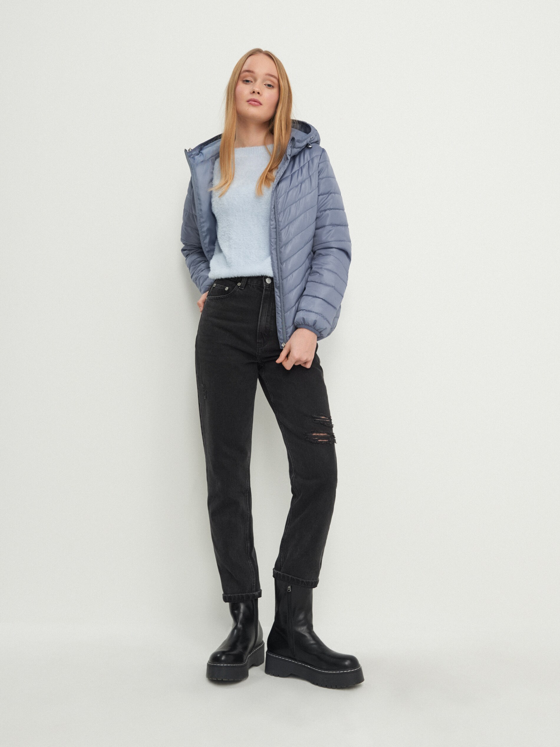 Prešívaná bunda s kapucňou