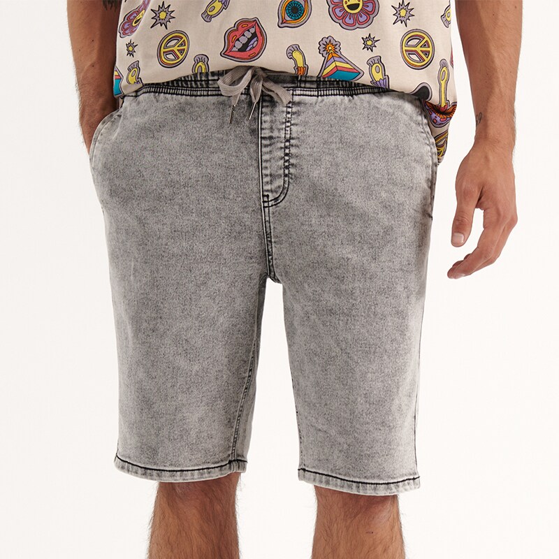 House - pantaloni scurți din denim, cu talie elastică - gri