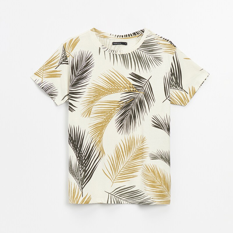 House - tricou cu motiv vegetal - ivory