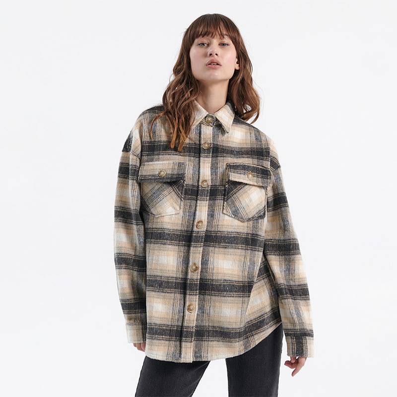 House - jachetă shacket ecosez oversized - multicolor