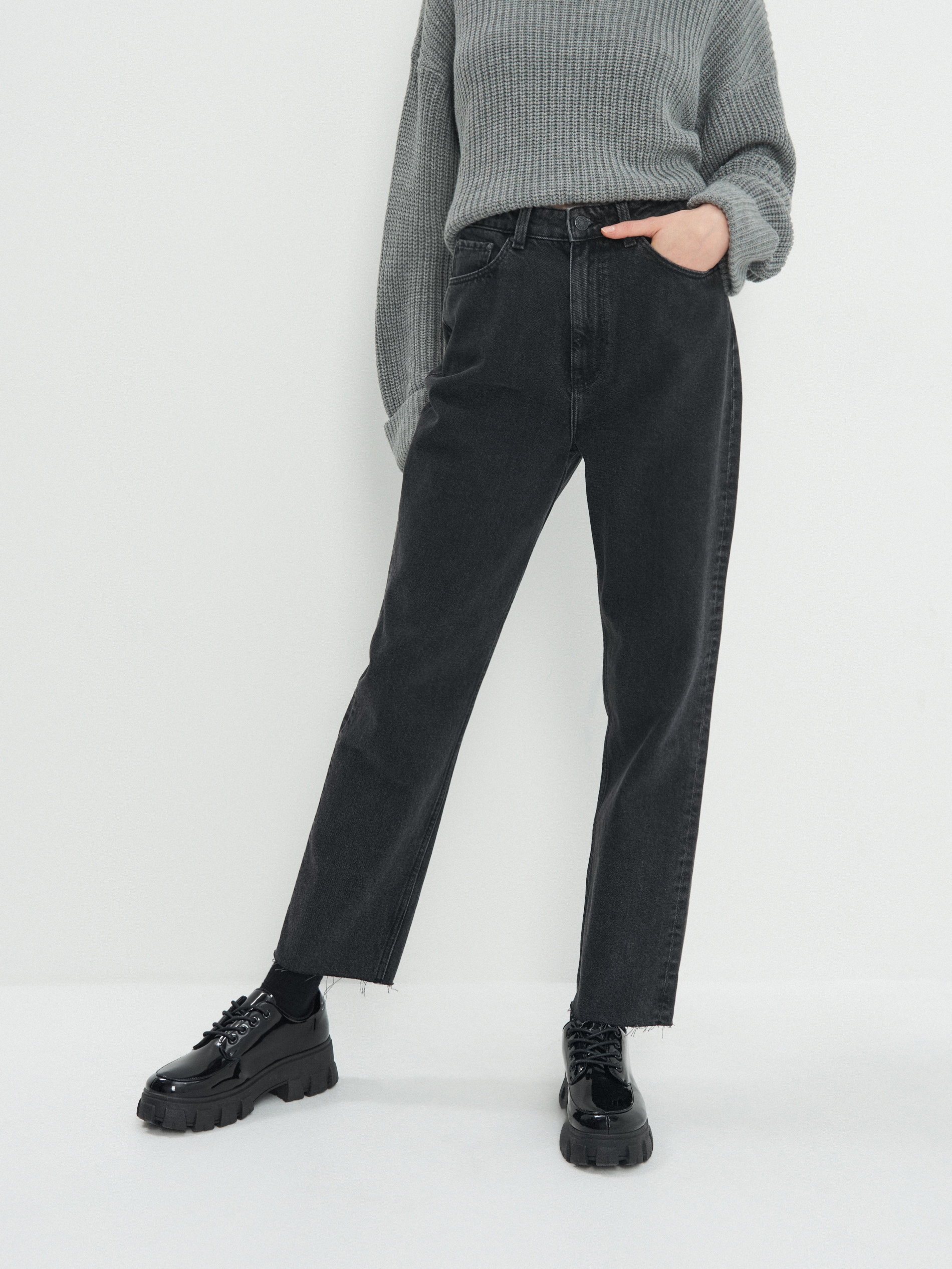 Džínsy rovného strihu s vysokým pásom