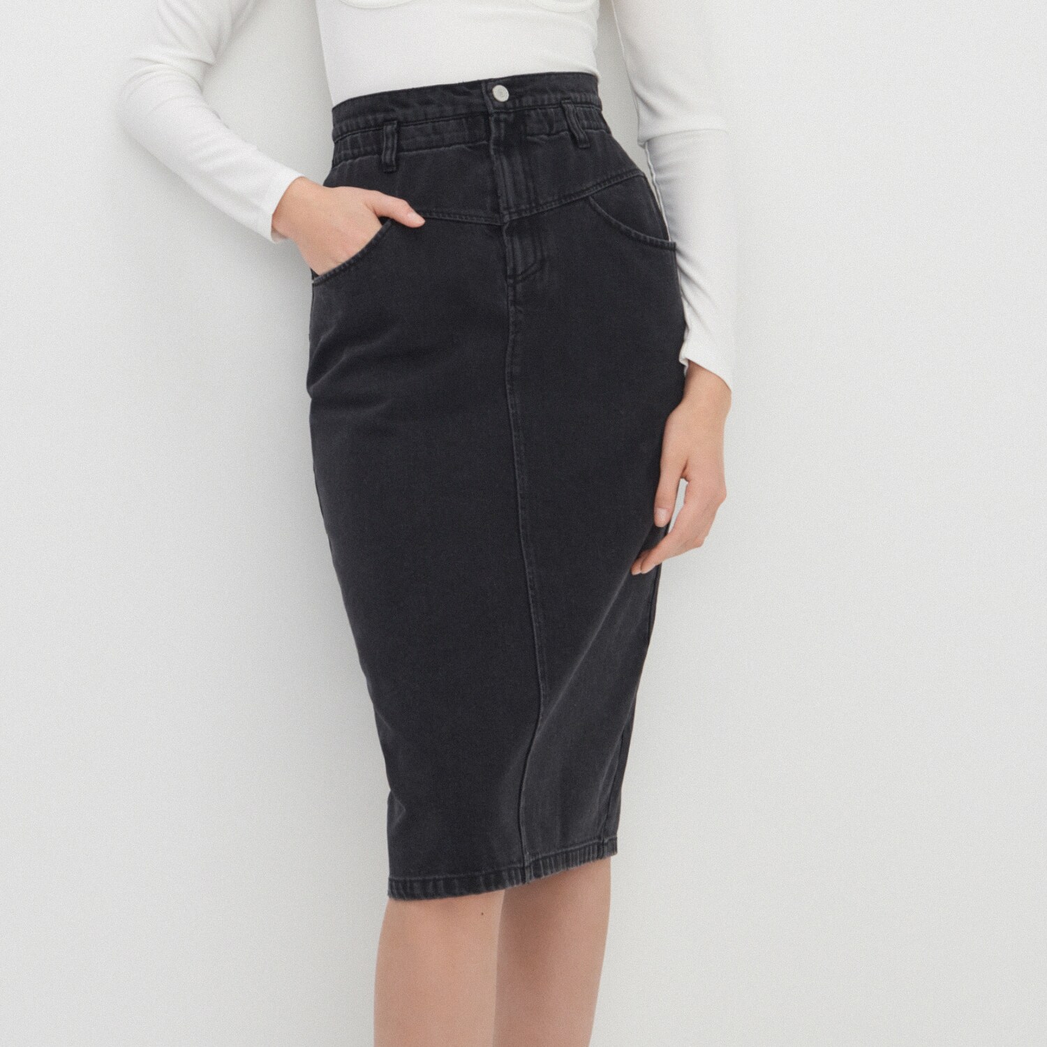 Džínsová midisukňa