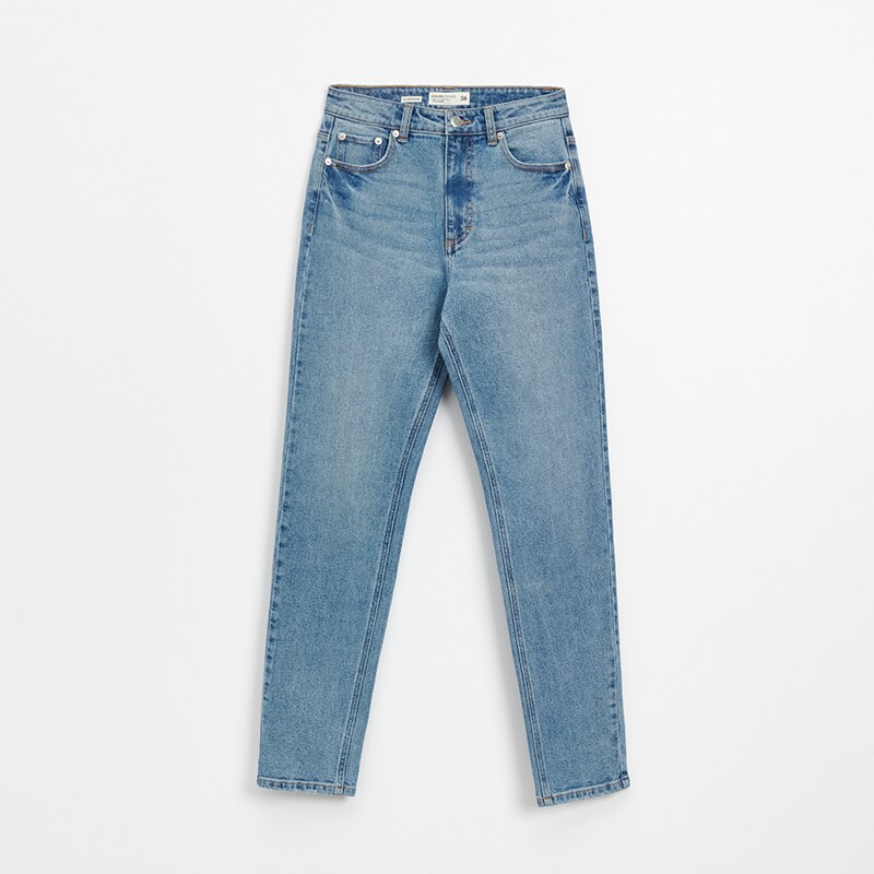 House - blugi mom slim tall - albastru