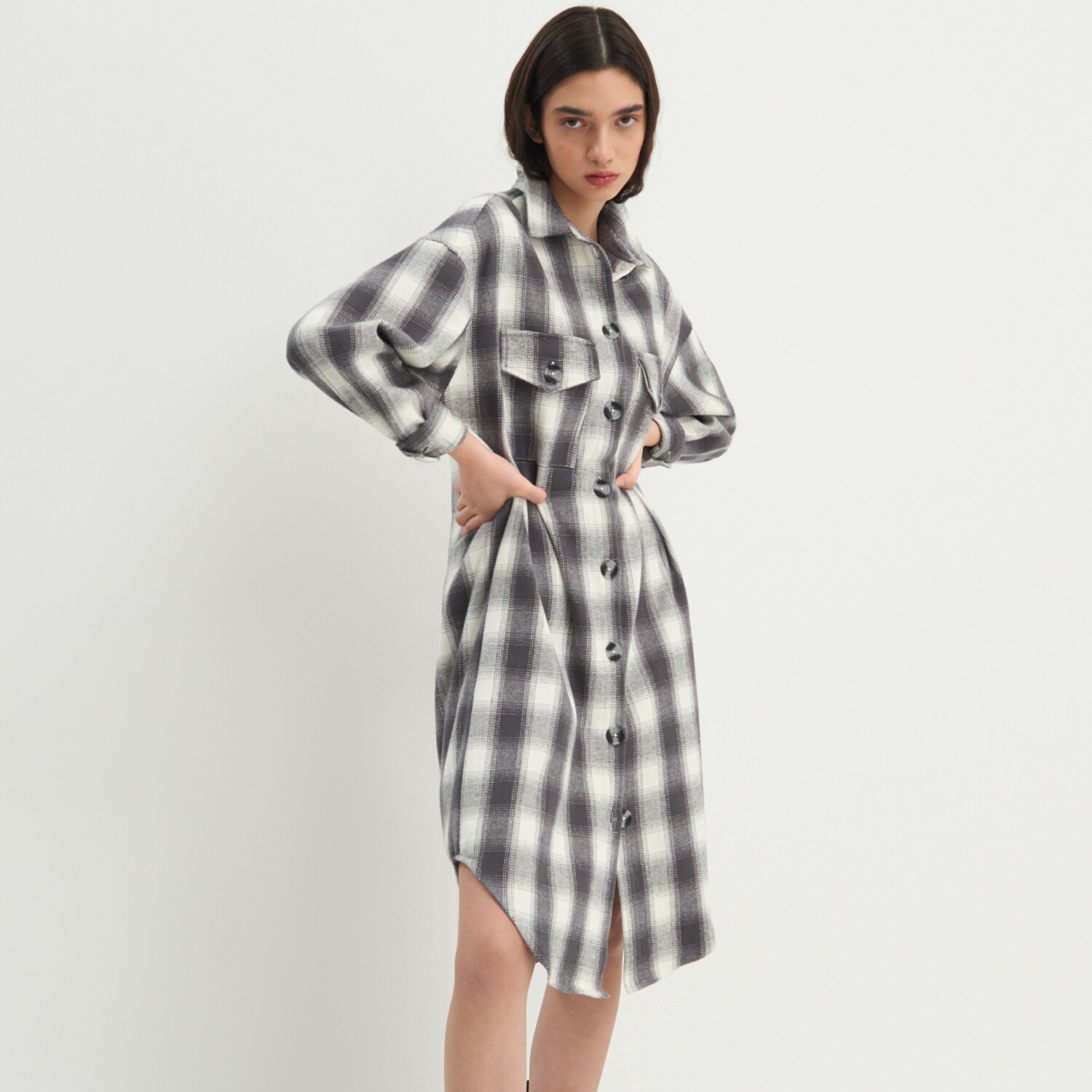 Kárované flanelové šaty