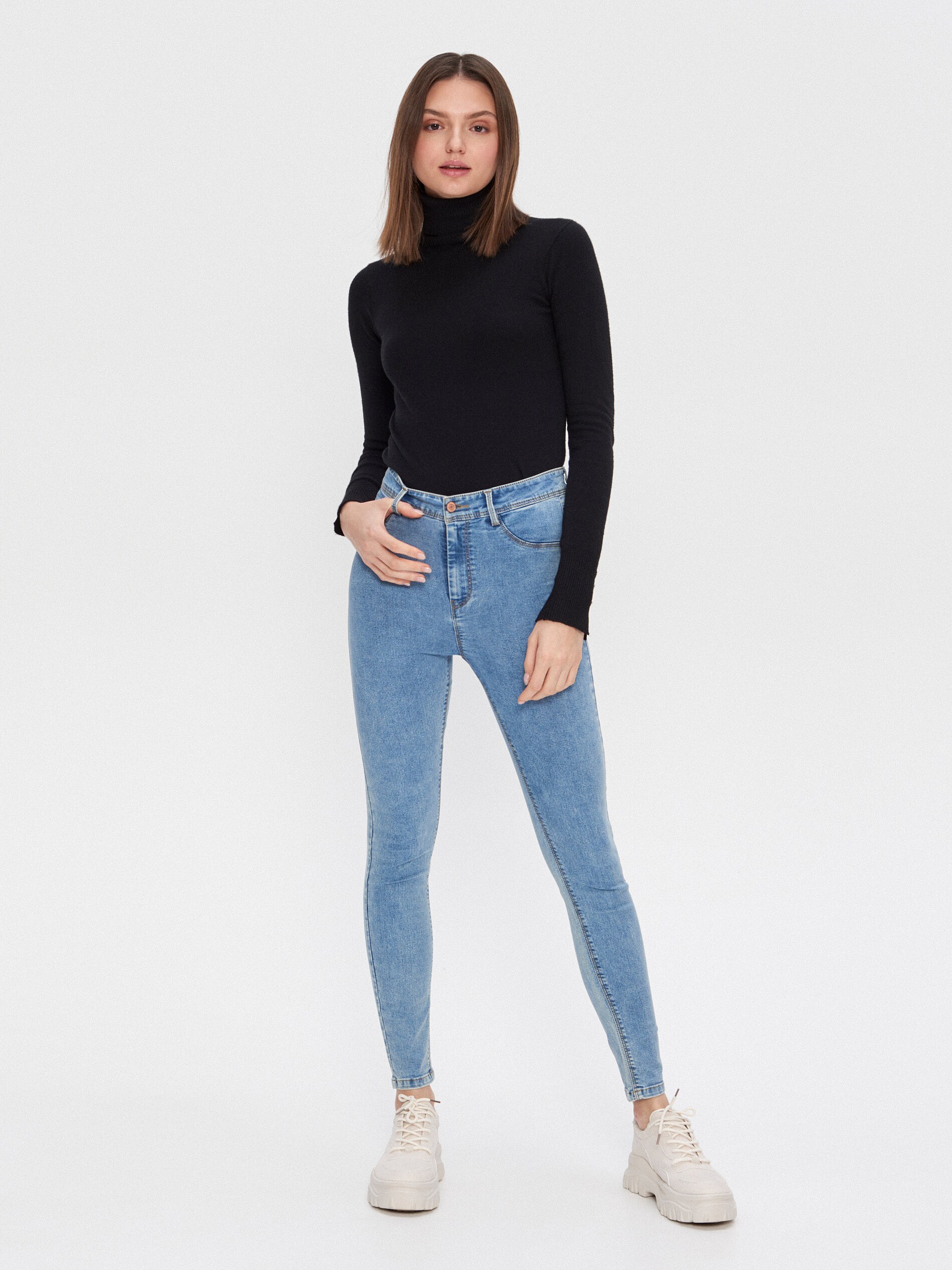 Džínsy skinny fit s vysokým pásom