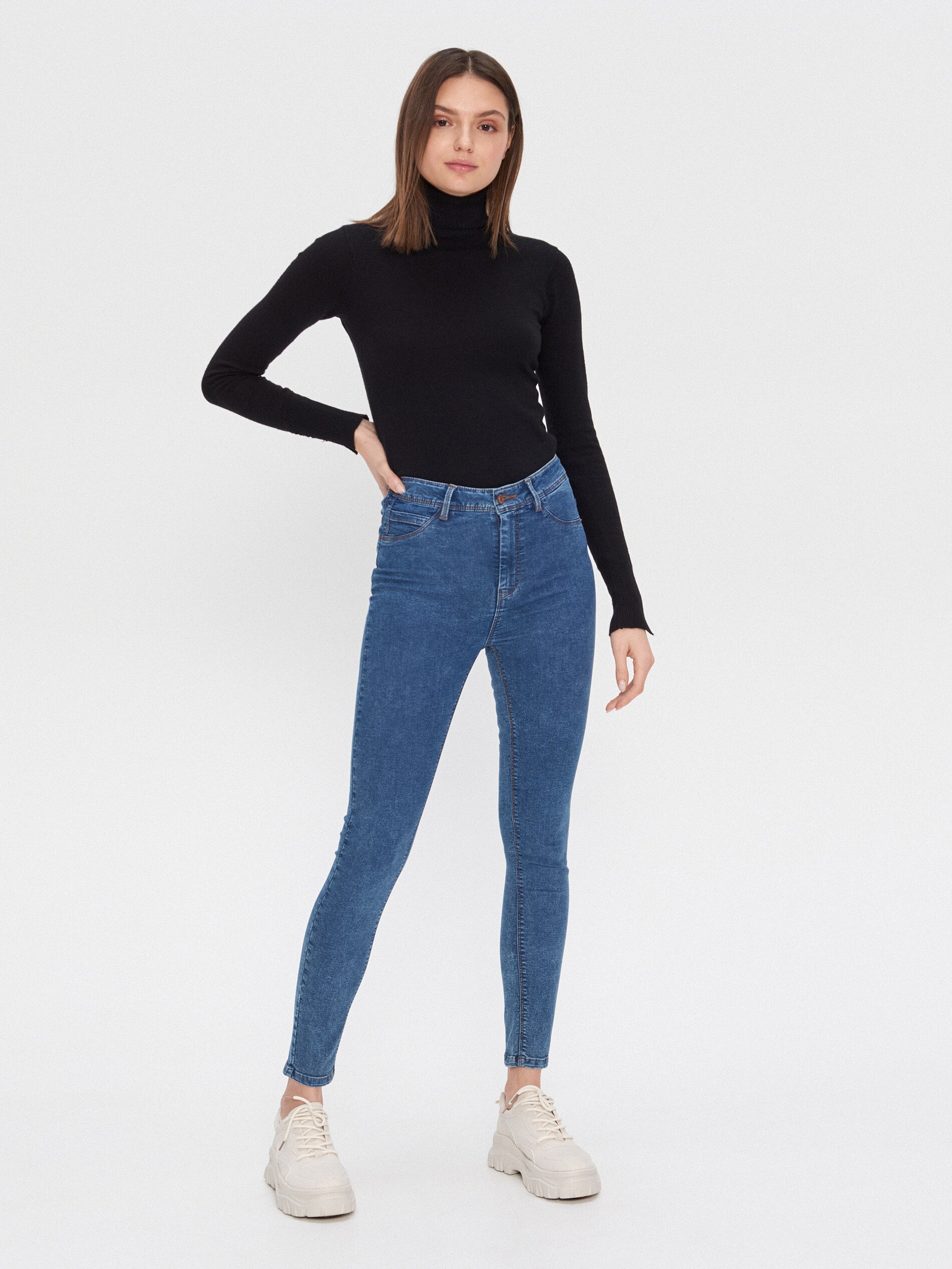 Džínsy skinny fit s vysokým pásom