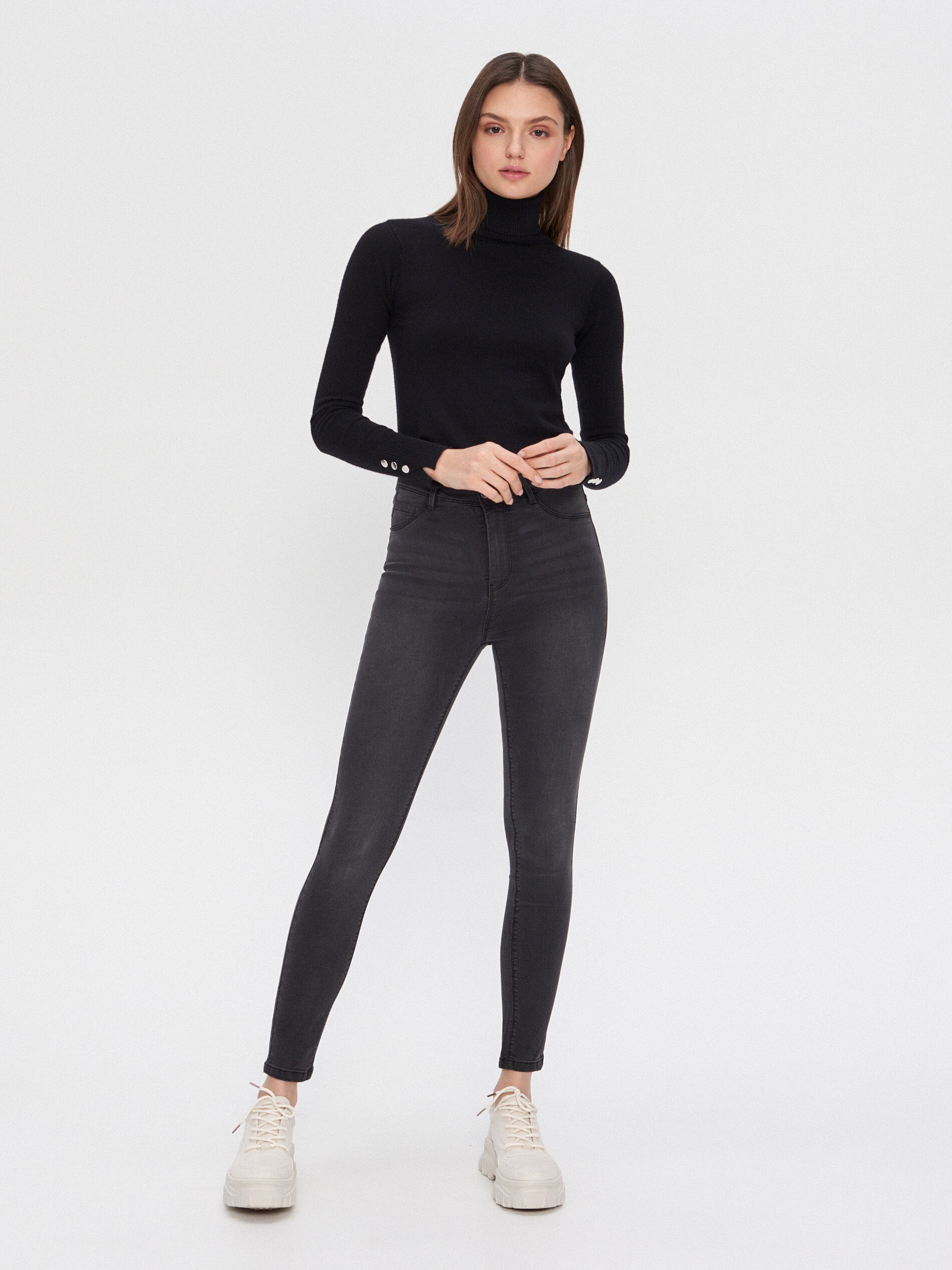 Džínsy skinny fit s vysokým pásom