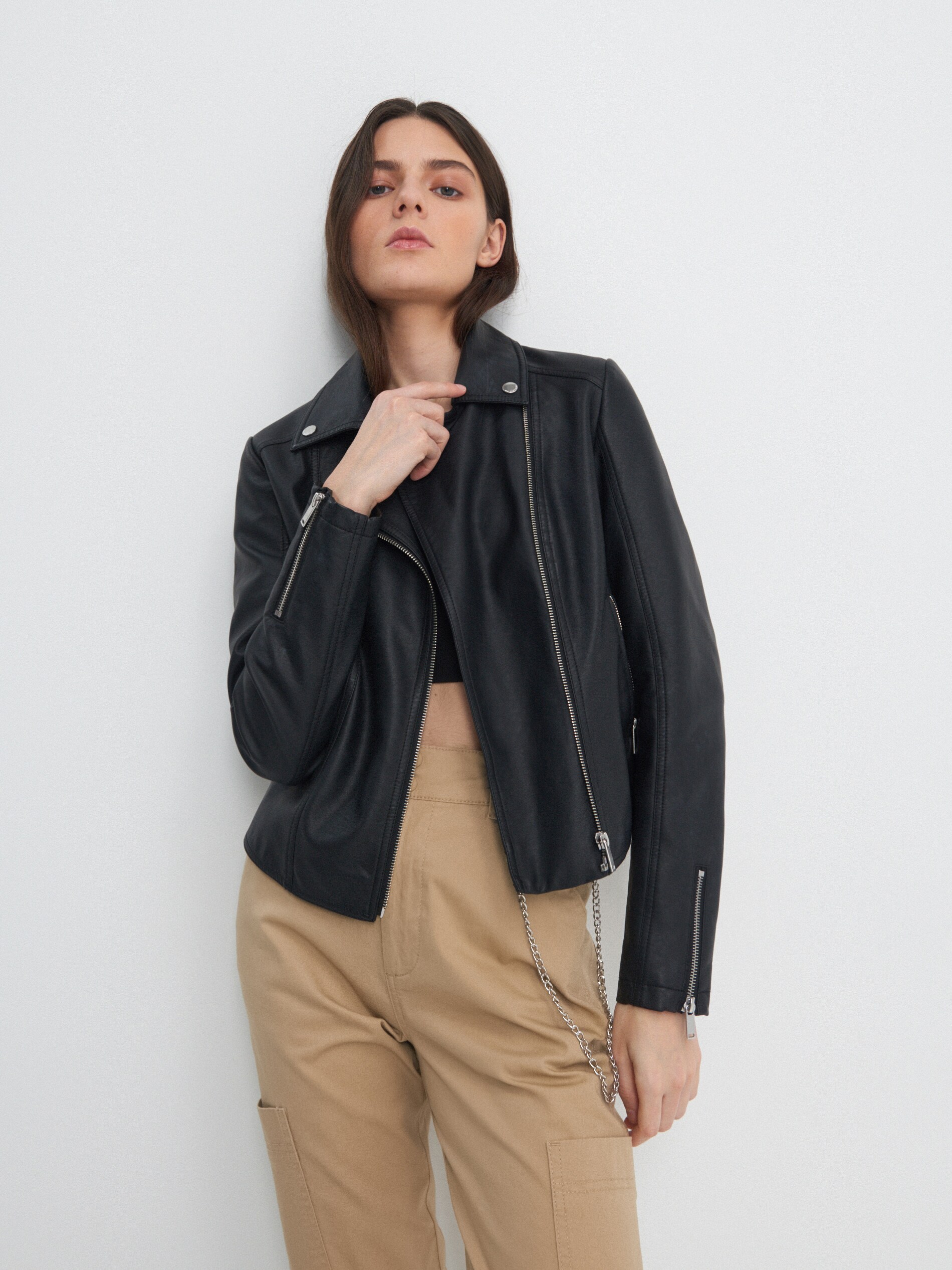 Motorkárska bunda z imitácie kože