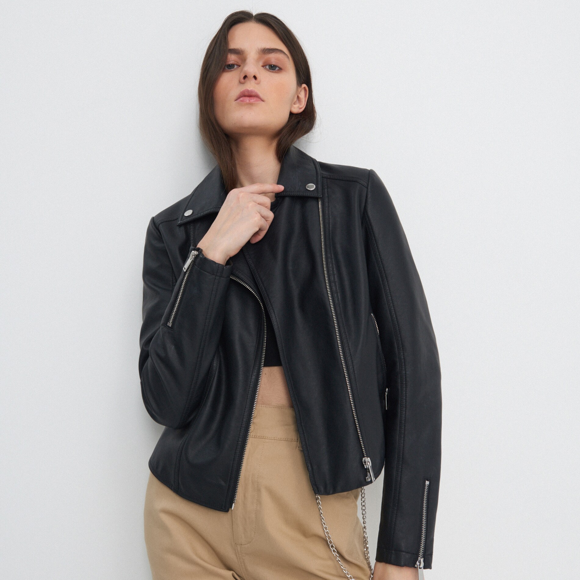 Motorkárska bunda z imitácie kože