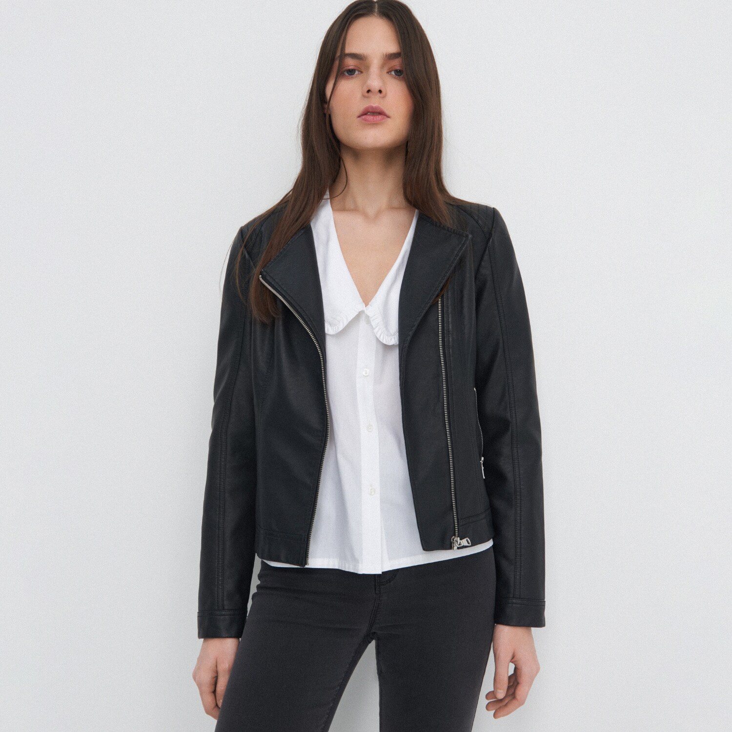 Motorkárska bunda z imitácie kože