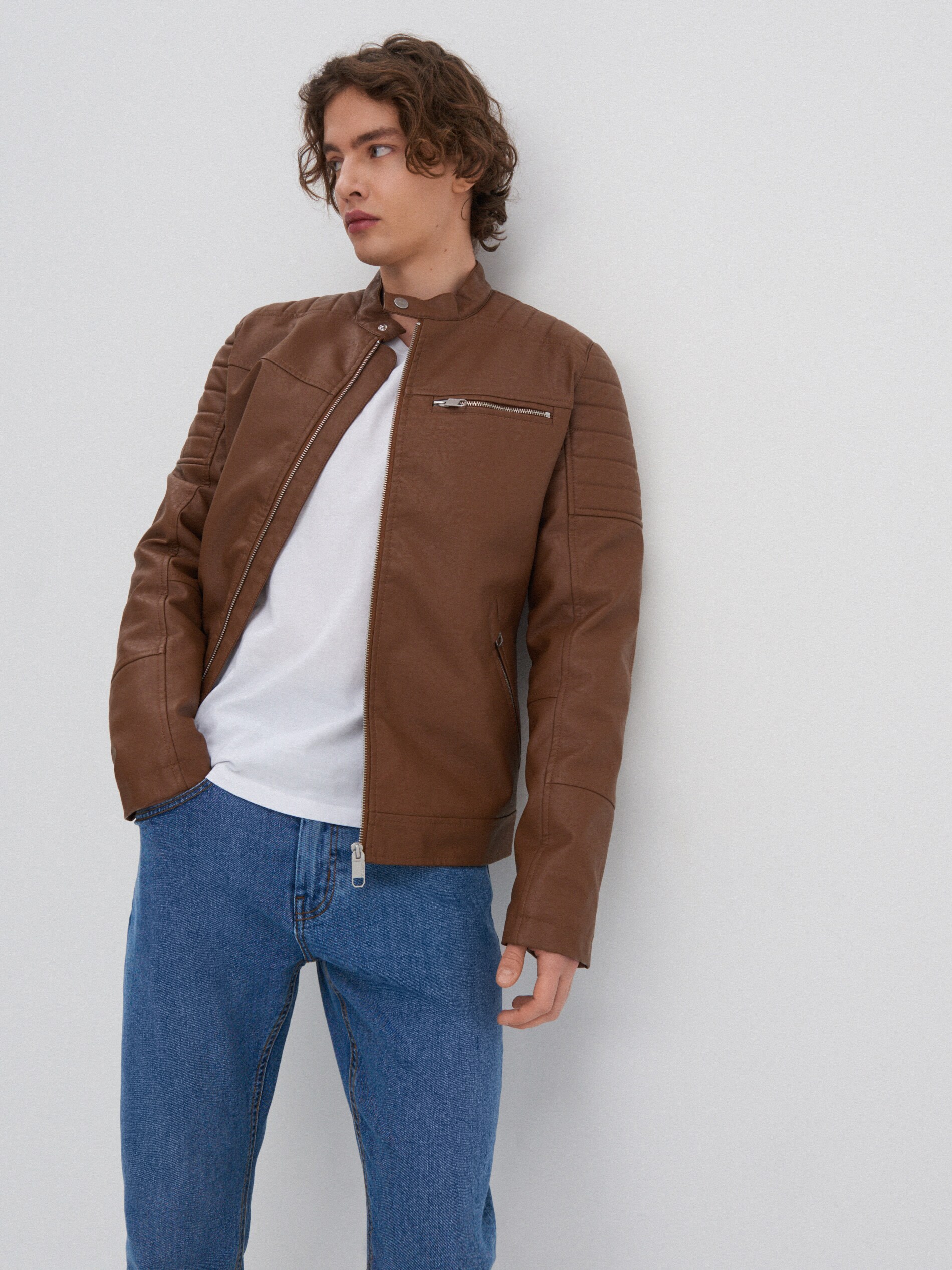 Motorkárska bunda z eko kože