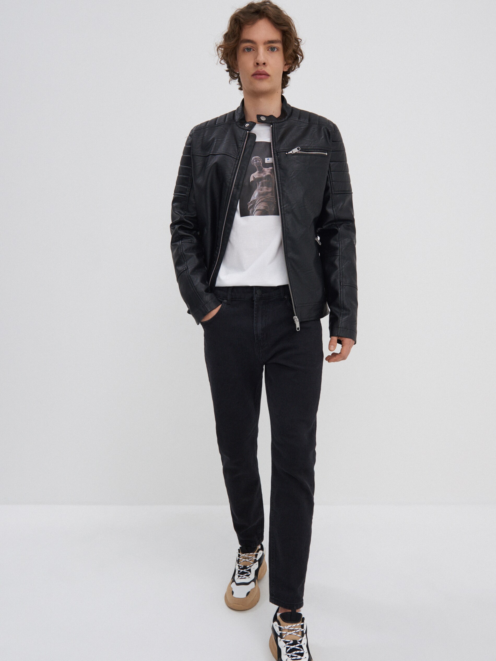 Motorkárska bunda z eko kože