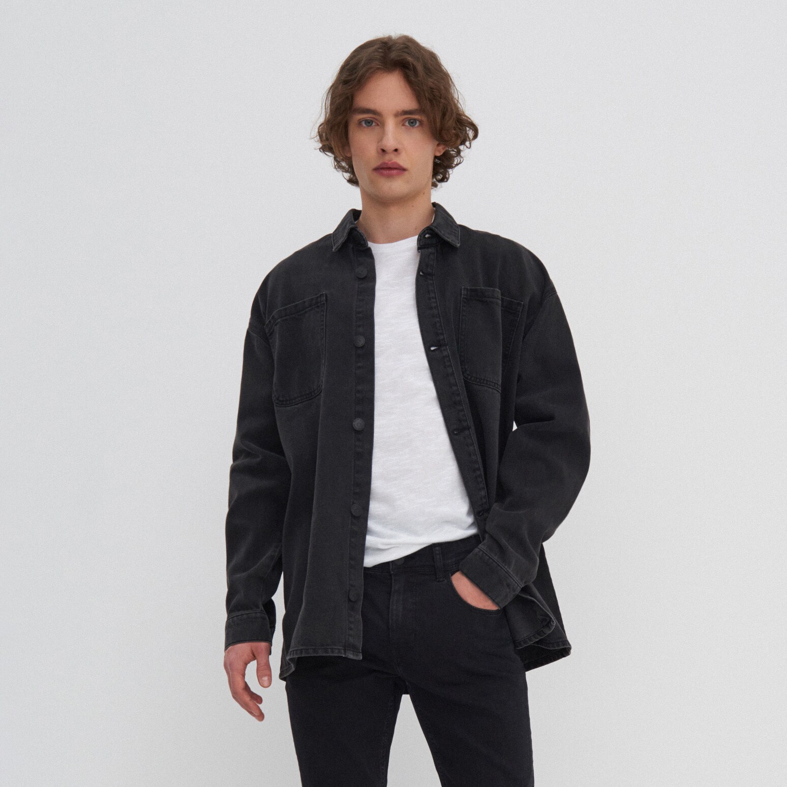 Denimová oversize košeľa