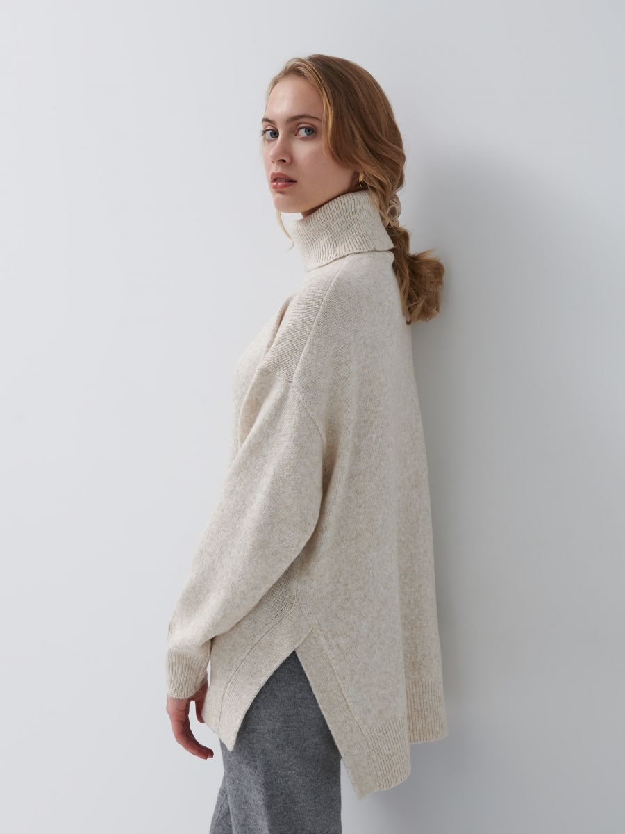 nude roll neck jumper