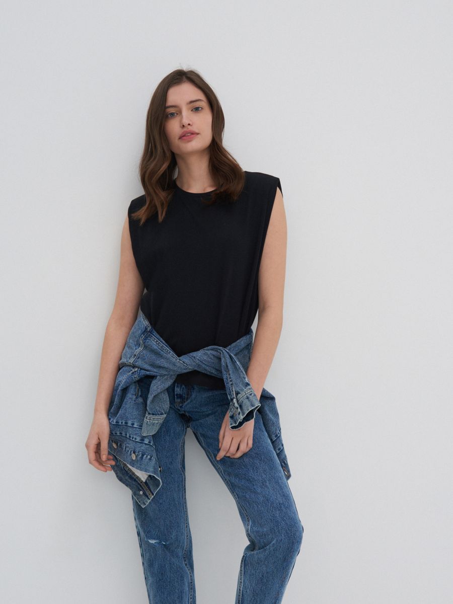 Padded shoulder T-shirt, HOUSE, 1374H-99X