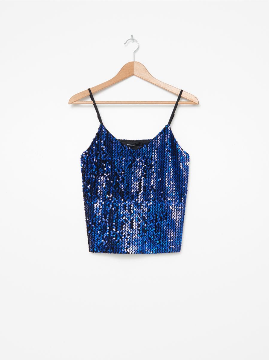 blue sparkly top