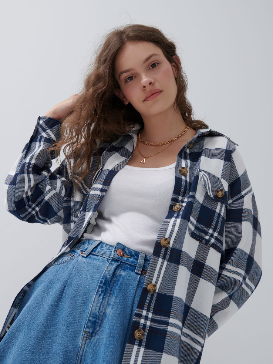 Oversized checked shirt, HOUSE, 3340I-05X