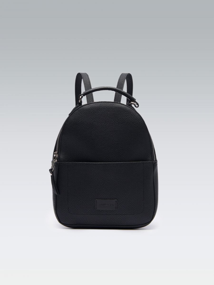black faux leather backpack