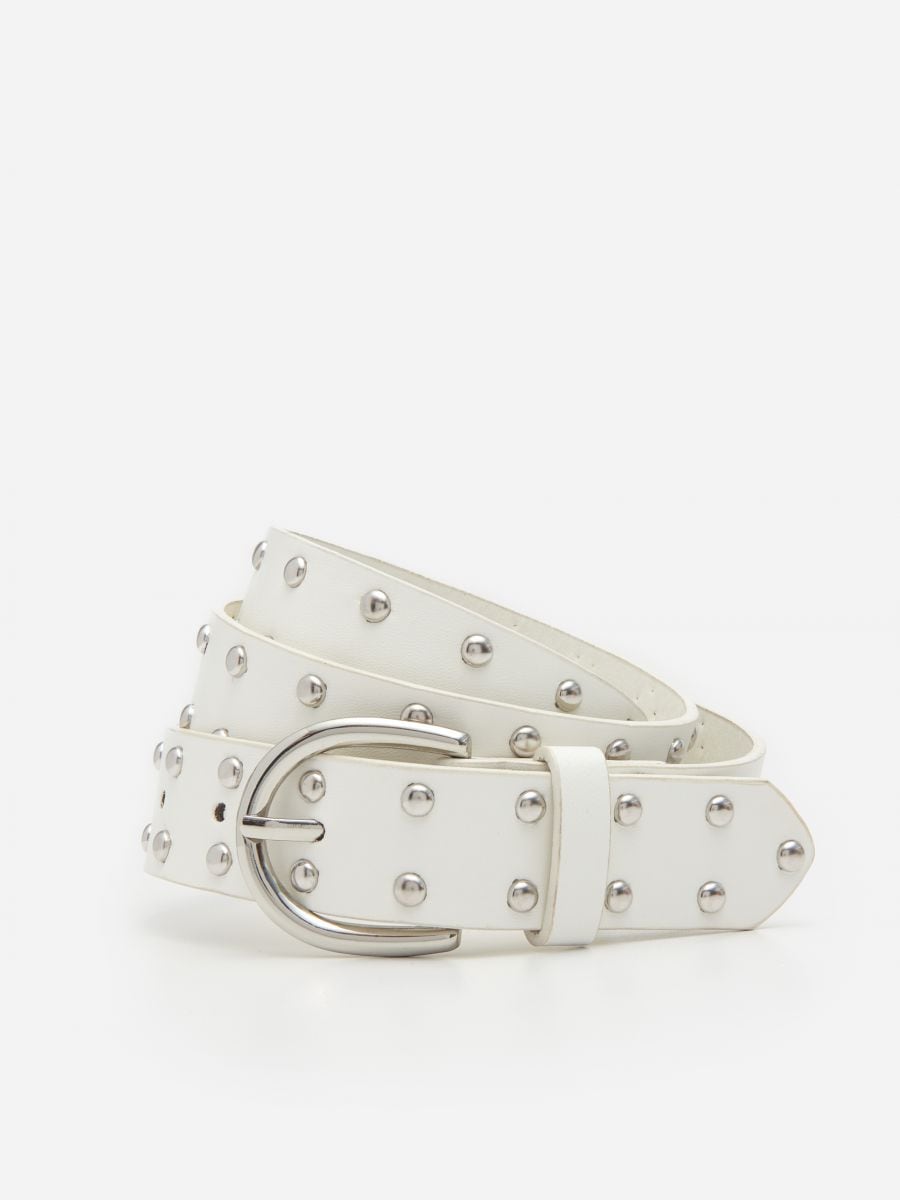 white studded belt