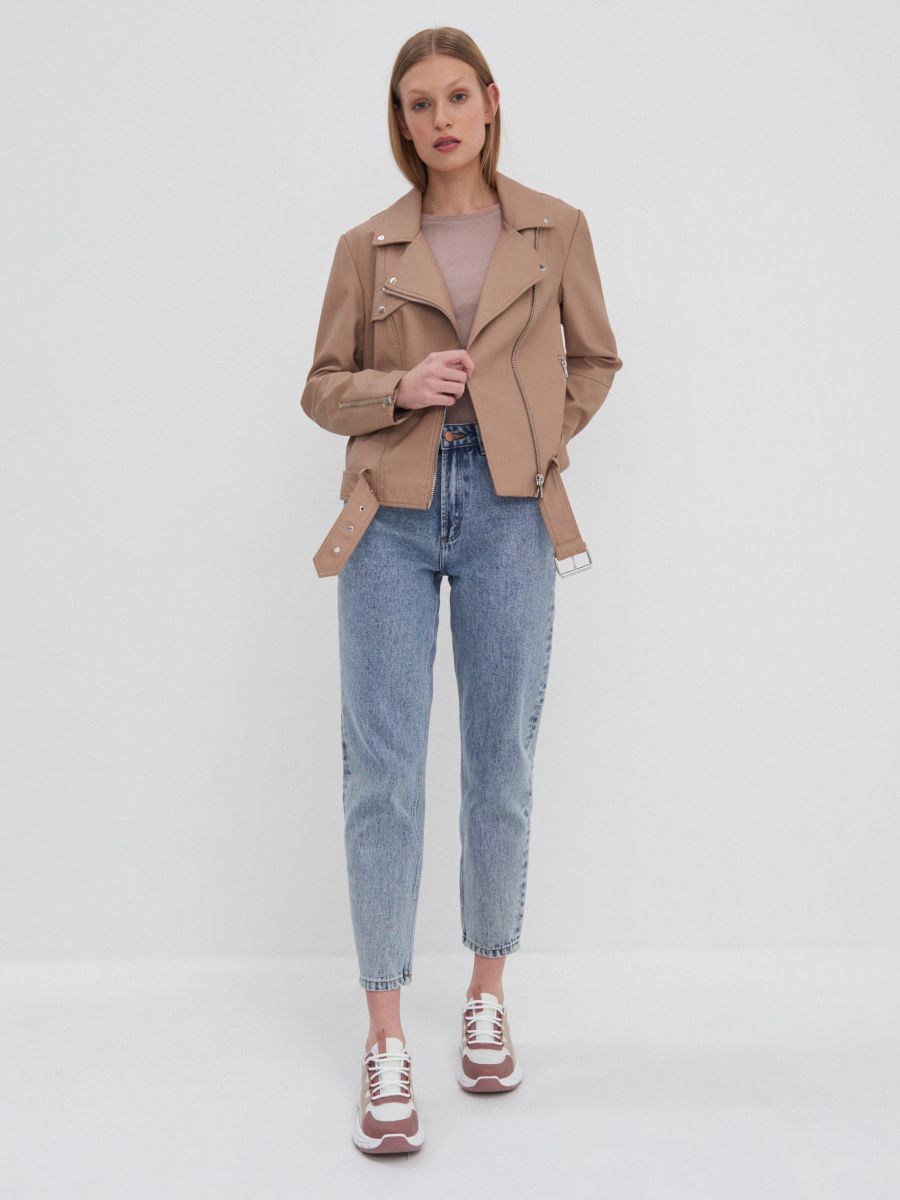 faux leather jacket beige