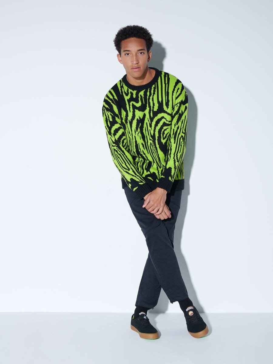 yellow green sweater