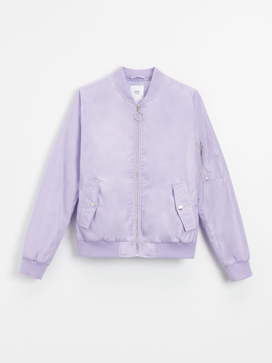 lavender bomber jacket