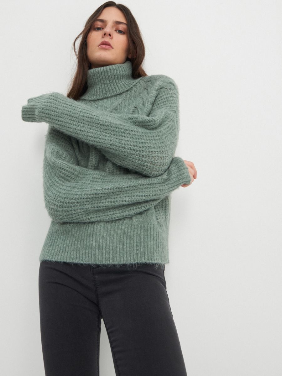 fluffy turtleneck jumper