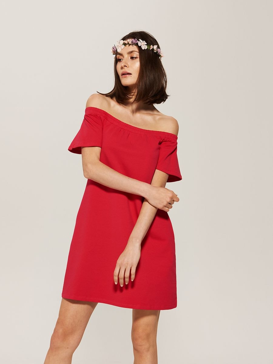 off the shoulder jersey dress